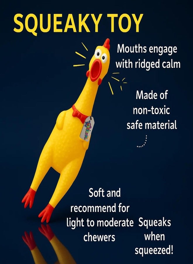 Western Era Squeaky Chicken Dog Toy 32CM | Rubber Rooster Shaped Interactive Chew Toy for Dogs & Puppies | Built-in Squeaker for Fetch & Training | Textured Surface for Teeth Cleaning | Funny Dog Toy - Image 5